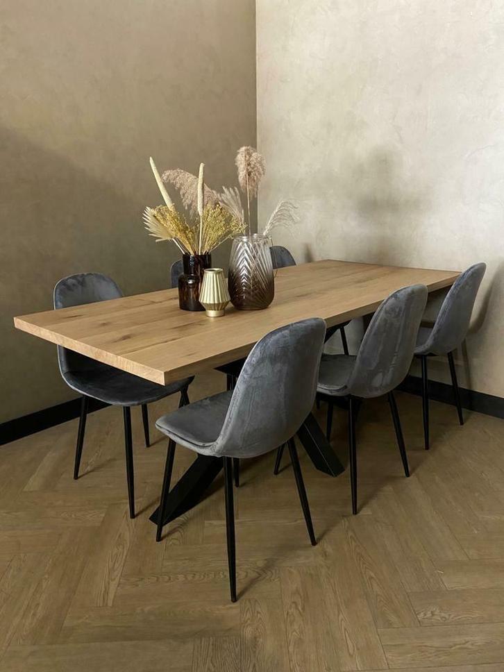 Eiken eettafel met matrix poot | MAATWERK, Huis en Inrichting, Tafels | Eettafels, Nieuw, 50 tot 100 cm, 150 tot 200 cm, Vijf personen of meer