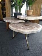 Bijzettafels salontafel versteend hout, Ophalen of Verzenden, Nieuw, Hout