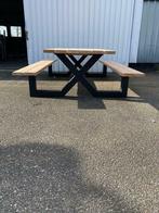 Picknicktafel industrieel douglas X of V stalen onderstel, Ophalen of Verzenden, Nieuw, Hout