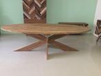 Ovale tafel van recycle teakhout met kruispoot * Indoteak, Ophalen, Tafel, Teakhout, Nieuw