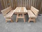 Degelijke Tafel met Losse banken met rugleuning douglas, Tuin en Terras, Tuinsets en Loungesets, Nieuw, Bank, Hardhout, Ophalen