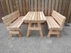 Degelijke Tafel met Losse banken met rugleuning douglas, Verzenden, Nieuw, Hardhout, Bank