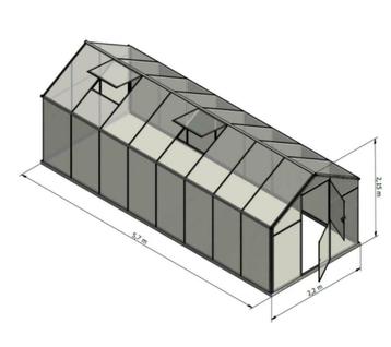 Broeikas Sanus L-12 (12.2m²) 2,20 x5.70 x2,10 Polycarbonaat beschikbaar voor biedingen