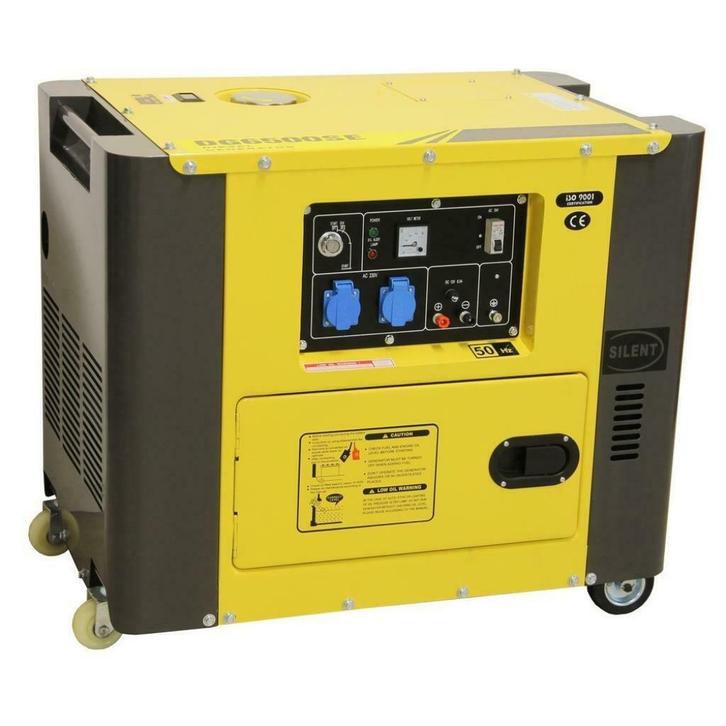 Nieuwe : Dieselgeneratorset geluidgedempt 6 kva 230 volt., Doe-het-zelf en Verbouw, Aggregaten, Nieuw, Dieselolie, 5 tot 10 kVA