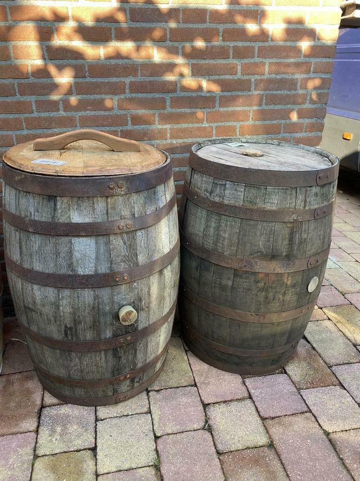 Whisky vat regenton 200 liter, Tuin en Terras, Regentonnen, Gebruikt, Hout, 150 liter of meer, Met kraantje, Met pomp, Ophalen