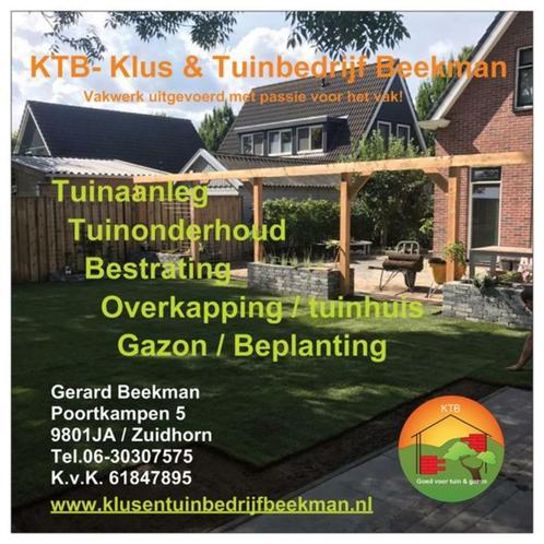 KTB - Klus & Tuinbedrijf Beekman, Diensten en Vakmensen, Tuinmannen en Stratenmakers, Bestrating, Hekwerk of Schuttingen, Tuin- of Vijveraanleg