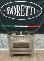 Prachtige Rvs 5-pits Boretti Fornuis met ruime oven 90 cm, Witgoed en Apparatuur, Fornuizen, 60 cm of meer, 5 kookzones of meer