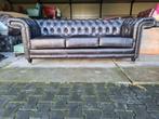 STOERE CHESTERFIELD BANK VINTAGE ZWART + GRATIS BEZORGD, Nieuw, Chesterfield, Rechte bank, Leer