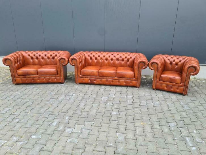 NIEUW Chesterfield 3+2+1 bankstel + GRATIS BEZORGING, Huis en Inrichting, Banken | Complete zithoeken, Nieuw, Leer, Ophalen of Verzenden