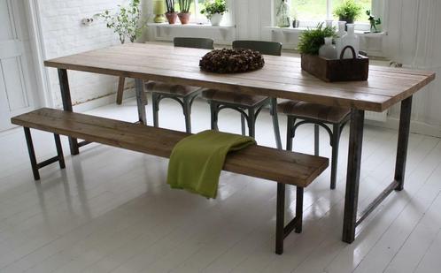 Eettafel met staal onderstel ... Nu Gratis bezorgen!!!, Huis en Inrichting, Tafels | Eettafels, Nieuw, 50 tot 100 cm, 200 cm of meer