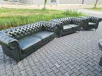 Nieuw Chesterfield bankstel antiek groen + GRATIS BEZORGD, Nieuw, Chesterfield, Leer, Ophalen of Verzenden