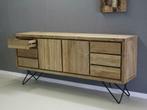 Retro dressoir teakhout op metalen pootjes, 2 meter breed!, Nieuw, 150 tot 200 cm, Dressoir, 25 tot 50 cm