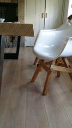 Eiken design tafel met staal, Ophalen, Eikenhout, 50 tot 100 cm, Vijf personen of meer