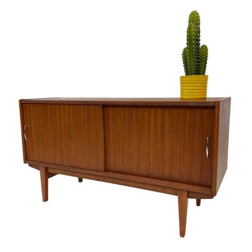 Vintage compact dressoir TV meubel lowboard jaren 60, Huis en Inrichting, Kasten | Dressoirs, Met deur(en), Met plank(en), Teakhout