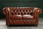 Nieuwe Chesterfield 2 zits. Cognac bruin. 100% rundleer., Leer, Verzenden