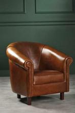 Nieuwe Chesterfield club fauteuil.100% rundleer. Handgemaakt, Huis en Inrichting, Fauteuils, Nieuw, 75 tot 100 cm, Landelijk industrieel klassiek brocante