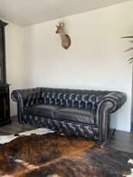 Nieuwe Chesterfield 3 zits. Zwart leer. 100% rundleer., Ophalen of Verzenden, Rechte bank, 200 tot 250 cm, Driepersoons