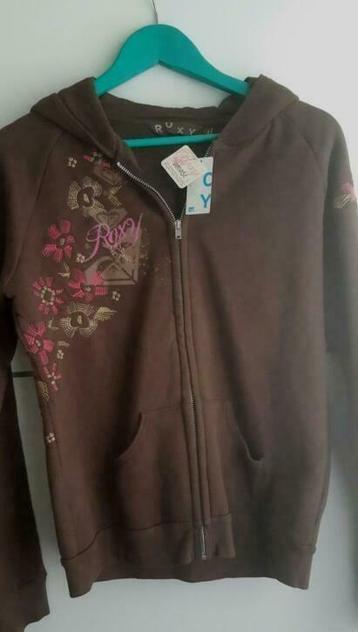 NIEUW Roxy warm vest, donkerbruin met capuchon, maat L beschikbaar voor biedingen