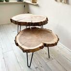 Unieke Salontafel Set op stalen poten., Huis en Inrichting, Tafels | Salontafels, Overige materialen, 50 tot 100 cm, Zo goed als nieuw