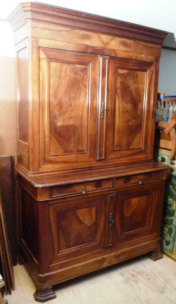 Antieke monumentale notenhouten Deux Corps, Antiek en Kunst, Antiek | Meubels | Kasten, Ophalen