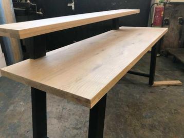 MULTIFUNCTIONELE WERKTAFEL EIKEN MET STAAL  beschikbaar voor biedingen