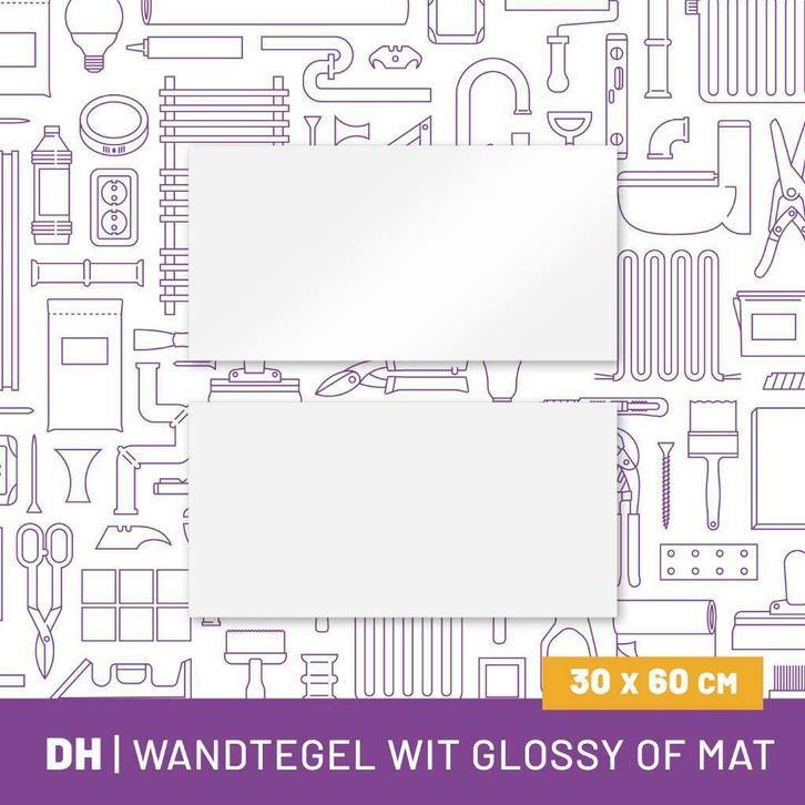 AANBIEDING! DH Wandtegel Wit 30x60cm Glossy of Mat, Doe-het-zelf en Verbouw, Tegels, Nieuw, Wandtegels, 40 tot 60 cm, 20 tot 40 cm