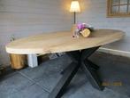 Eiken ovale eettafel massief op maat met stalen onderstel, Ophalen, Nieuw, Ovaal, Eikenhout