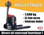 Elektrische pallettruck 1.500kg met Li-Ion accu | EP, Zakelijke goederen, Machines en Bouw | Heftrucks en Intern transport, 1000 tot 2000 kg