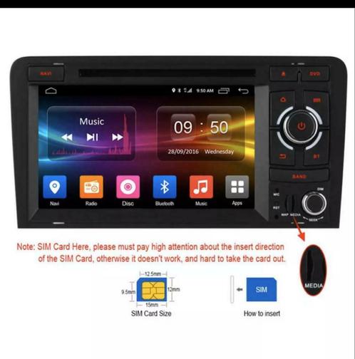 Android navigatie CarPlay Audi A3/A4/MK2/8J/TT,2003 tot 2013, Auto diversen, Autonavigatie, Nieuw, Ophalen of Verzenden