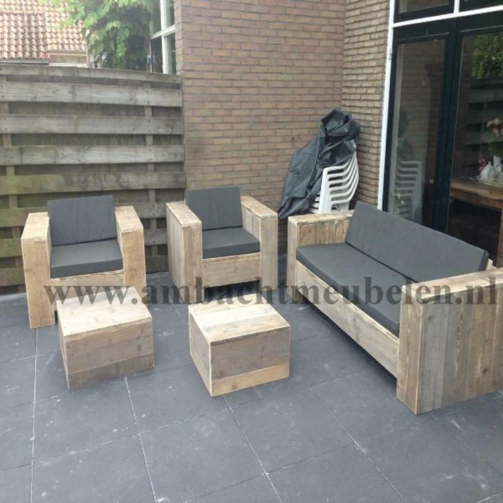 steigerhouten Loungeset SHOWROOM elke dag OPEN, Tuin en Terras, Tuinsets en Loungesets, Nieuw, Tuinset, Steigerhout, Bank, Hocker