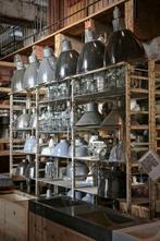 Oude fabriekslamp industrielamp hanglamp industriele bully, Ophalen, Gebruikt, 50 tot 75 cm, Vintage