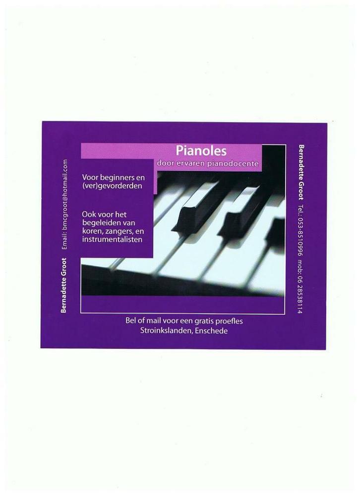 Bernadette Groot, Diensten en Vakmensen, Muziekles en Zangles, Snaarinstrumenten, Toetsinstrumenten, Privéles