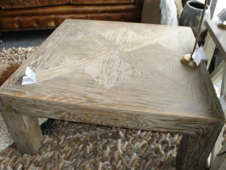 salontafel "parket" grijs eiken massief eiken, Huis en Inrichting, Tafels | Salontafels, Nieuw, Ophalen