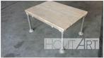 Salontafel steigerbuis met steigerhout, Ophalen of Verzenden, Nieuw, Rechthoekig, Hout