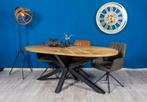 (OP VOORRAAD) Mangohouten visgraat eettafel Excellent ovaal, Vijf personen of meer, Metaal, Modern, Ovaal