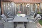 Lounge Dining tuinset met strak half/rond Wicker vlechtwerk, 4 zitplaatsen, Nieuw, Ophalen of Verzenden, Wicker
