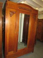 antieke eiken linnenkast kleerkast met spiegeldeur 295,00, Met hangruimte, 100 tot 150 cm, Eikenhout, 50 tot 75 cm