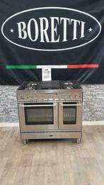 Nette staat Rvs 5-pits Boretti Fornuis met twee ovens 90 cm, 60 cm of meer, 5 kookzones of meer, Vrijstaand, 90 tot 95 cm