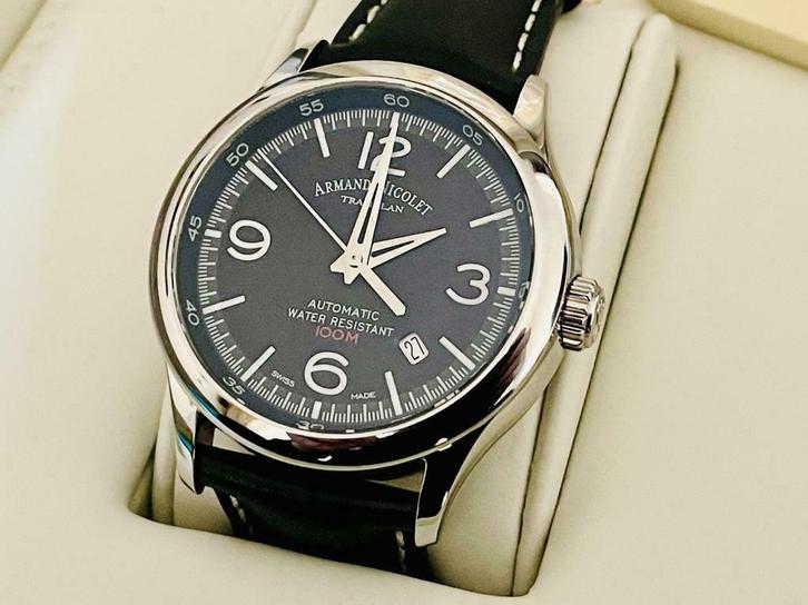 Armand Nicolet MHA, Sieraden, Tassen en Uiterlijk, Horloges | Heren, Nieuw, Polshorloge, Overige merken, Staal, Leer, Ophalen of Verzenden