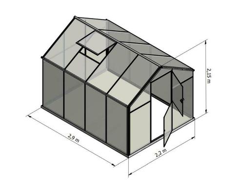 Broeikas Sanus L-7 (6.4m2) serre hobbykas Polycarbonaat, Tuin en Terras, Kassen, Nieuw, Kweekkas, Aluminium, Polycarbonaat, Verzenden