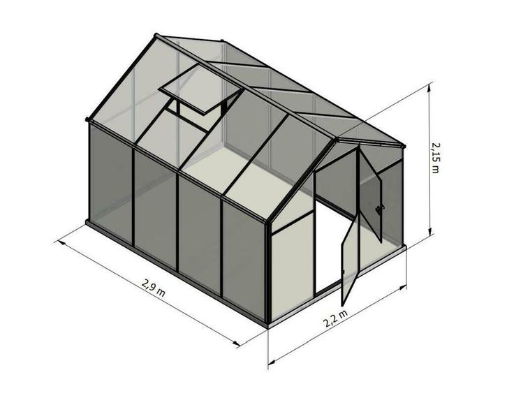 Broeikas Sanus L-7 (6.4m2) serre hobbykas Polycarbonaat, Tuin en Terras, Kassen, Nieuw, Kweekkas, Aluminium, Polycarbonaat, Verzenden