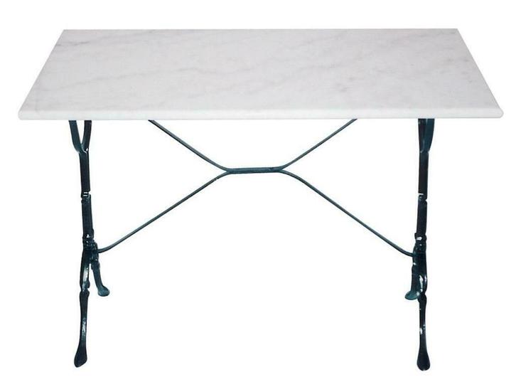 Rechthoekige marmer tafel met gietijzer onderstel tafels, Huis en Inrichting, Tafelonderdelen, Nieuw, 100 tot 150 cm, 50 tot 100 cm
