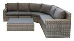 Santonio Loungeset, hoge rug dikke kussens. half rond wicker, Tuin en Terras, Wicker, Nieuw, 8 zitplaatsen, Hocker