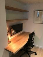 Massief Eiken boomstam bureaublad 140 x 70x2,2 cm plank blad, Ophalen, Tafel, Nieuw, 50 tot 100 cm