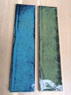 Vintage erg mooie Wandtegel handvorm Groen Blauw 7,5x30 cm, Ophalen of Verzenden, Nieuw, Wandtegels