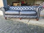 NIEUWE XL Chesterfield bank VINTAGE zwart + GRATIS BEZORGD, Nieuw, Chesterfield, Rechte bank, Leer