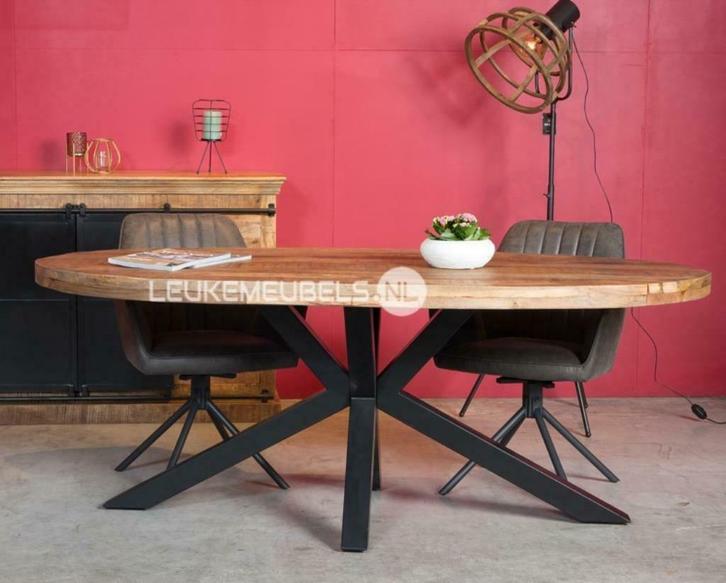 Mango houten eetkamertafel Emma, rond + ovaal uit VOORRAAD!, Huis en Inrichting, Tafels | Eettafels, Nieuw, 100 tot 150 cm, 200 cm of meer
