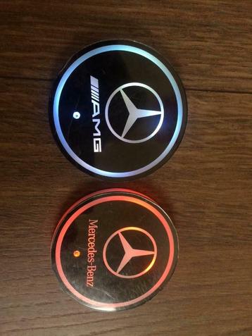 Aangeboden AMG Mercedes Benz LED cup holders filt set