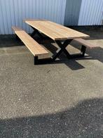 Picknicktafel industrieel douglas X of V stalen onderstel, Ophalen of Verzenden, Nieuw, Hout