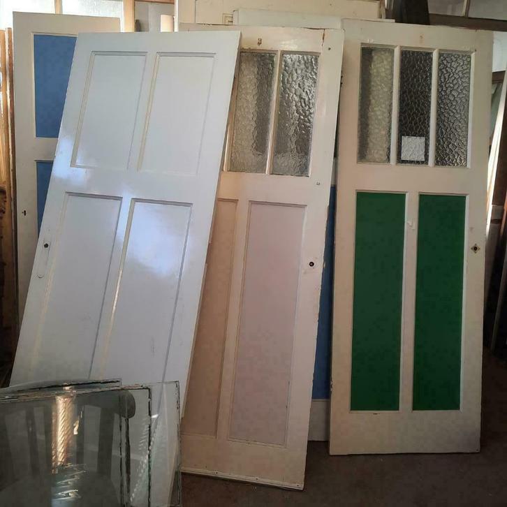 Paneeldeuren, Doe-het-zelf en Verbouw, Deuren en Horren, Gebruikt, Binnendeur, 200 tot 215 cm, 80 tot 100 cm, Glas, Ophalen of Verzenden